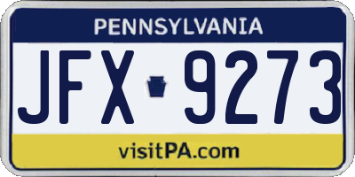 PA license plate JFX9273