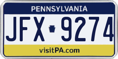 PA license plate JFX9274