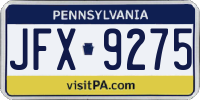 PA license plate JFX9275