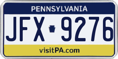 PA license plate JFX9276