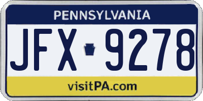 PA license plate JFX9278