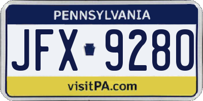 PA license plate JFX9280