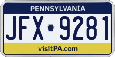 PA license plate JFX9281