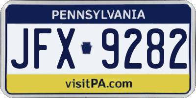 PA license plate JFX9282