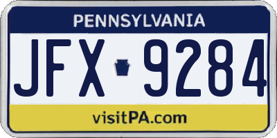 PA license plate JFX9284