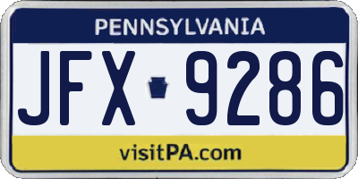 PA license plate JFX9286