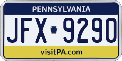 PA license plate JFX9290
