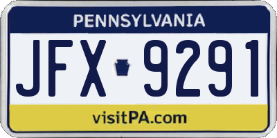 PA license plate JFX9291