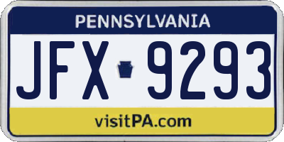 PA license plate JFX9293
