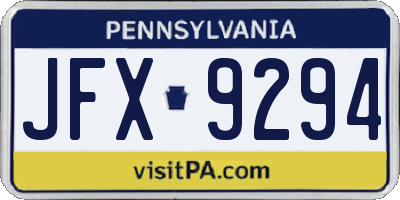 PA license plate JFX9294