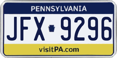 PA license plate JFX9296