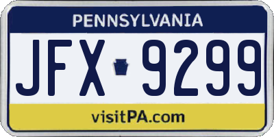 PA license plate JFX9299