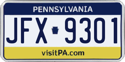 PA license plate JFX9301