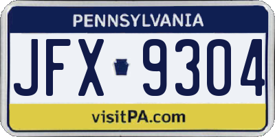 PA license plate JFX9304