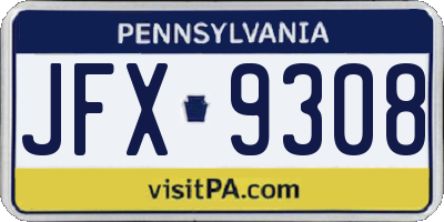 PA license plate JFX9308