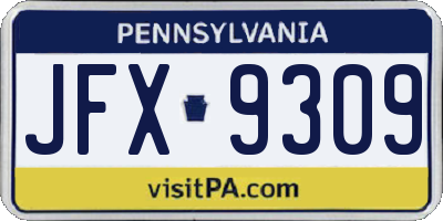 PA license plate JFX9309