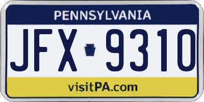 PA license plate JFX9310