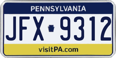 PA license plate JFX9312