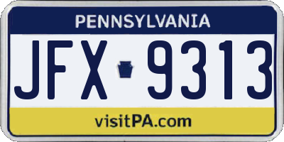 PA license plate JFX9313