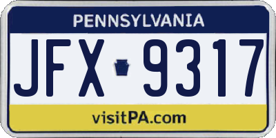 PA license plate JFX9317