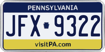 PA license plate JFX9322