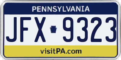 PA license plate JFX9323