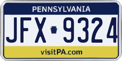 PA license plate JFX9324