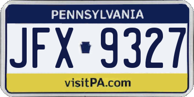 PA license plate JFX9327