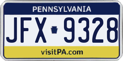 PA license plate JFX9328