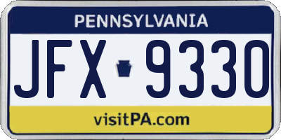 PA license plate JFX9330