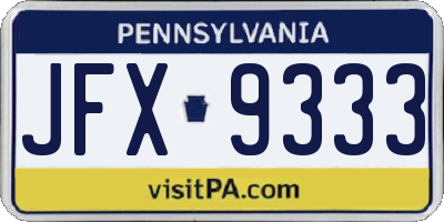 PA license plate JFX9333