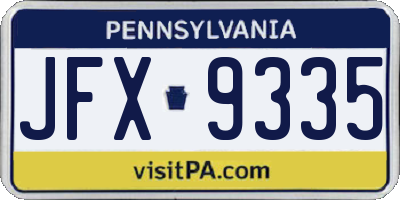 PA license plate JFX9335
