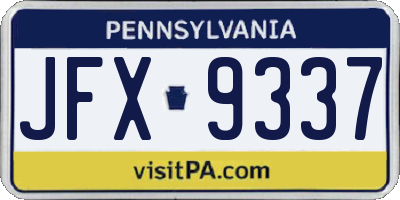 PA license plate JFX9337