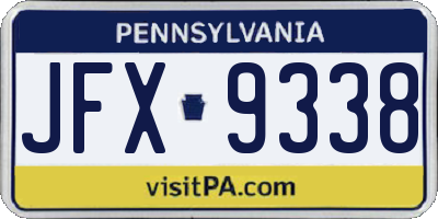 PA license plate JFX9338