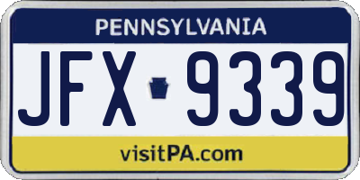 PA license plate JFX9339