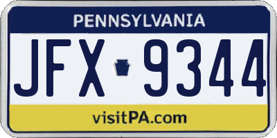 PA license plate JFX9344