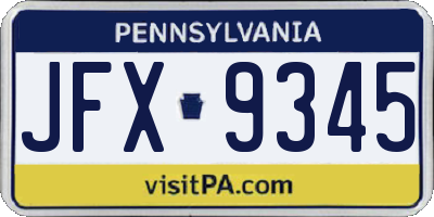 PA license plate JFX9345