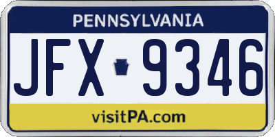 PA license plate JFX9346