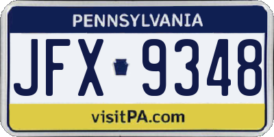 PA license plate JFX9348