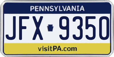 PA license plate JFX9350
