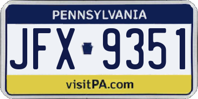 PA license plate JFX9351
