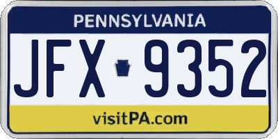 PA license plate JFX9352