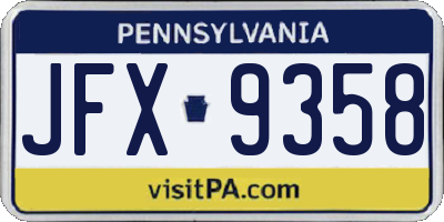 PA license plate JFX9358