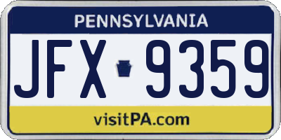 PA license plate JFX9359