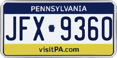 PA license plate JFX9360