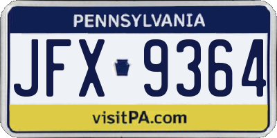 PA license plate JFX9364