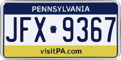 PA license plate JFX9367