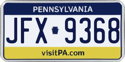 PA license plate JFX9368