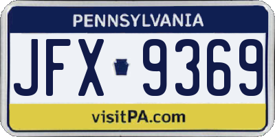 PA license plate JFX9369