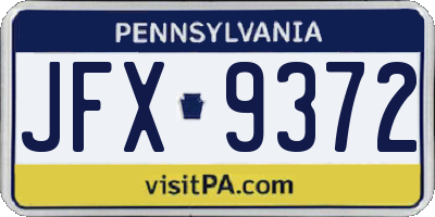 PA license plate JFX9372